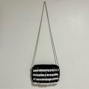 Sam Edelman Black and White Beaded Embellished Crossbody / Shoulder Bag